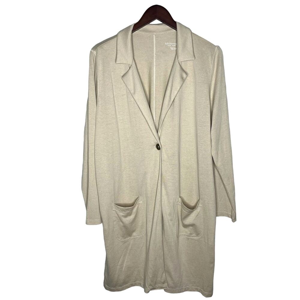 Soft Surroundings Cardigan Topper Size PXL Slouchy Pockets Lagenlook Beige